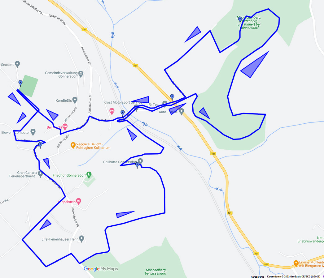 Karte Wanderweg Gönnerdorf blau