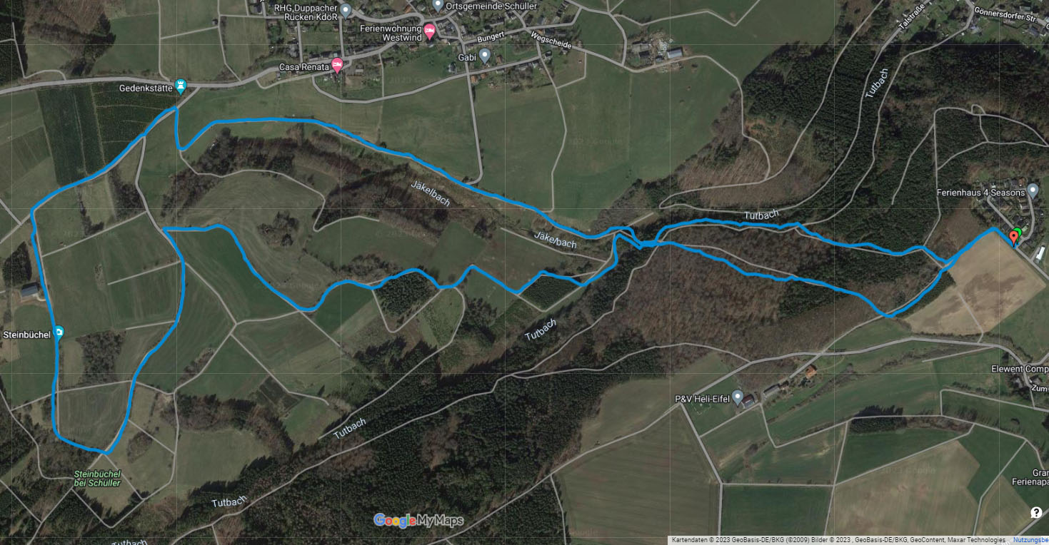 Karte der Wanderung auf der Hochebene bei Schüller