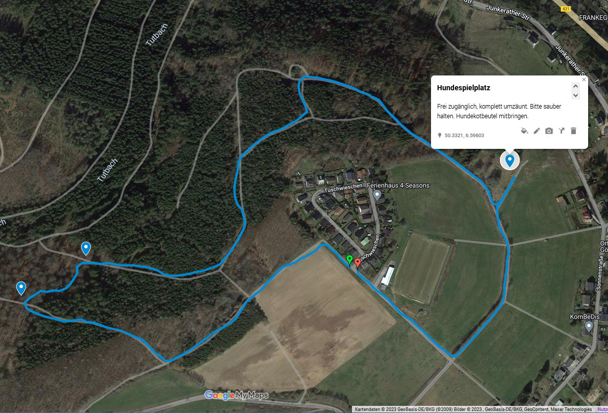 Google Maps Karte Abenteuerliche Pfade und ein Off Grid Abschnitt
