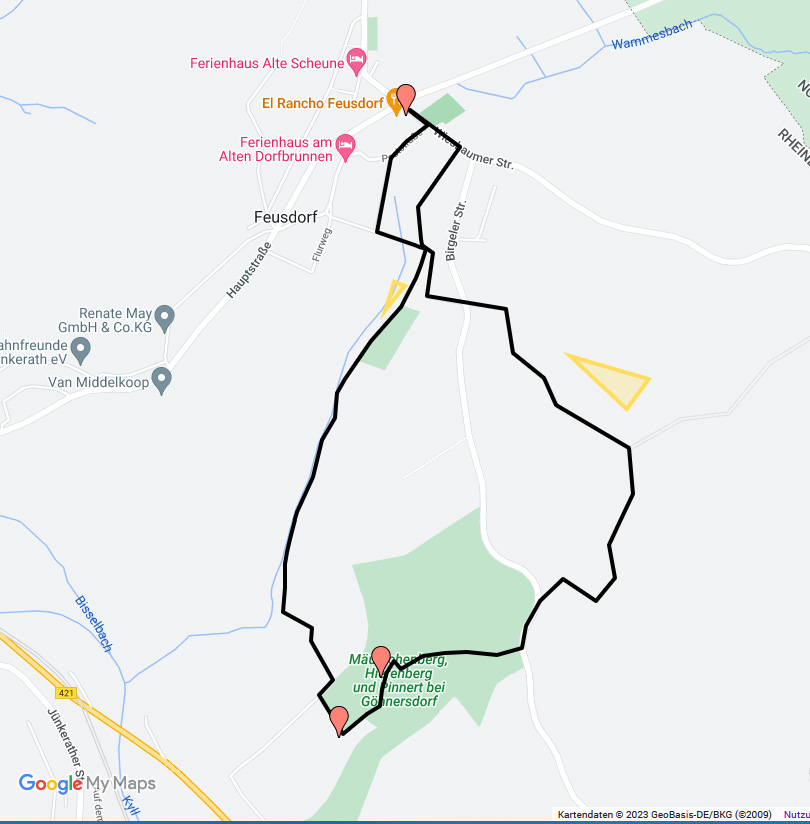 Karte der Wanderweg F5 in Feusdorf