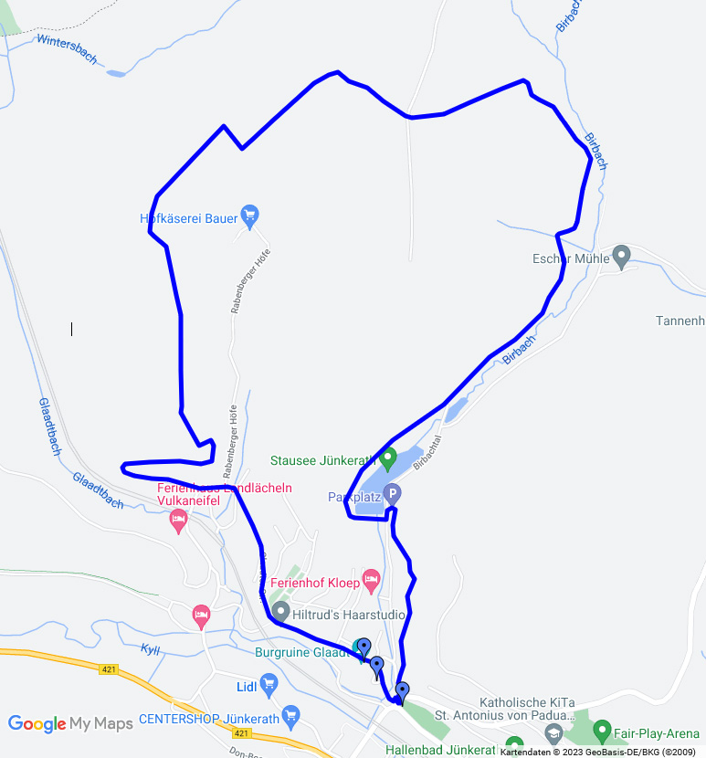 Karte des Wanderweges J3 in Jünkerath